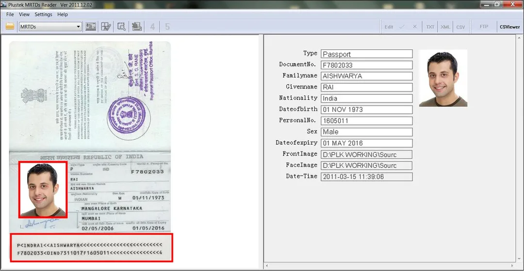 Passport Data Reader