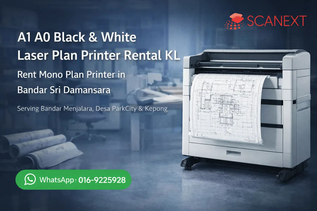 a1 a0 black white laser plan printer rental kl