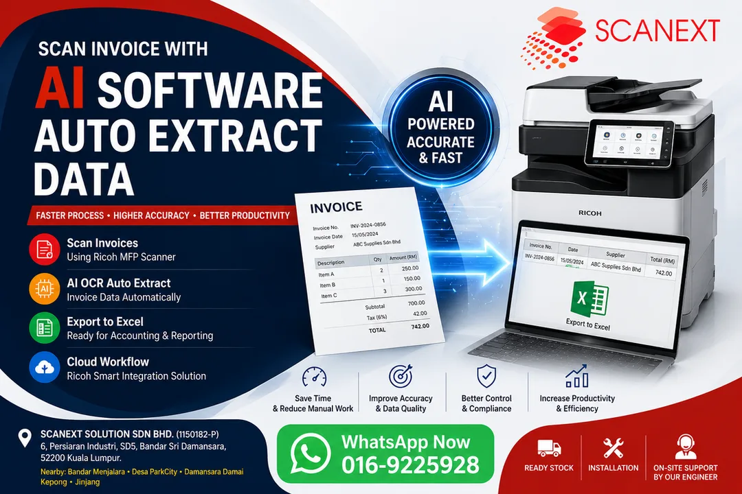 AI Invoice Scanning OCR Software Ricoh Smart Integration Scanext KL Bandar Sri Damansara