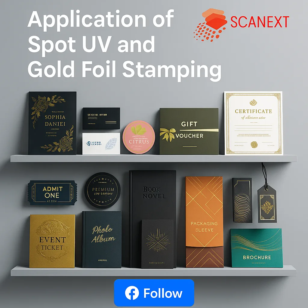 Application of Spot UV and Gold Foil Stamping