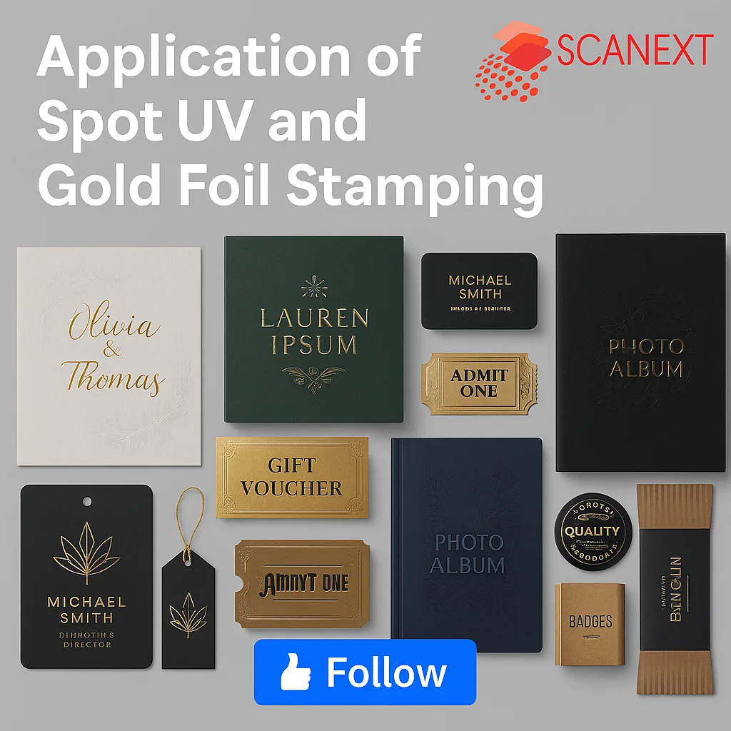 Application of Spot UV and Gold Foil Stamping