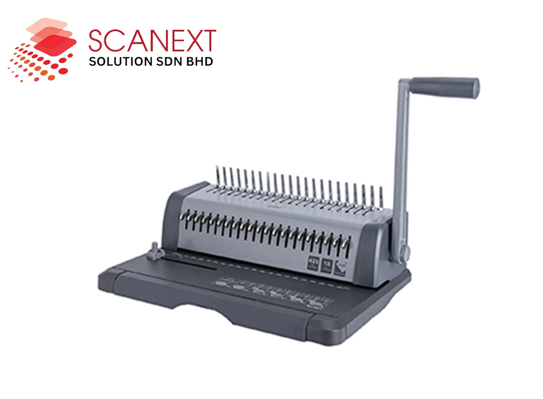 Binding machine for organizing and securing documents, suitable for office and school use