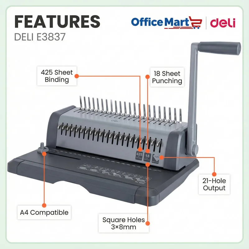 Deli E3873 comb binding machine for office and school use Malaysia