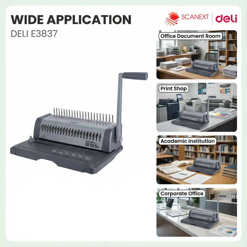 Deli E3873 binding machine used in small office environment