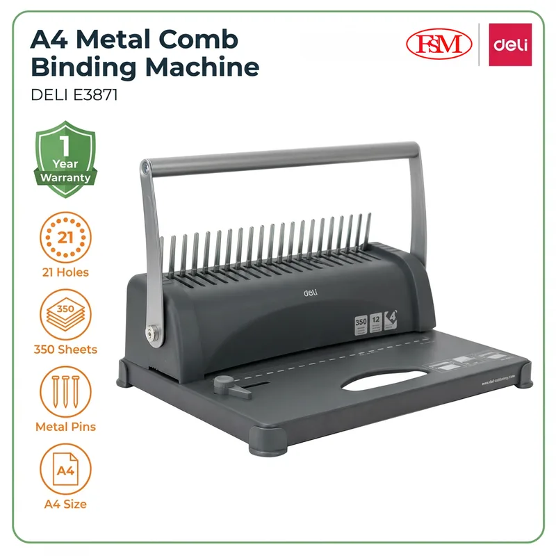 Deli E3871 binding machine binding reports and documents