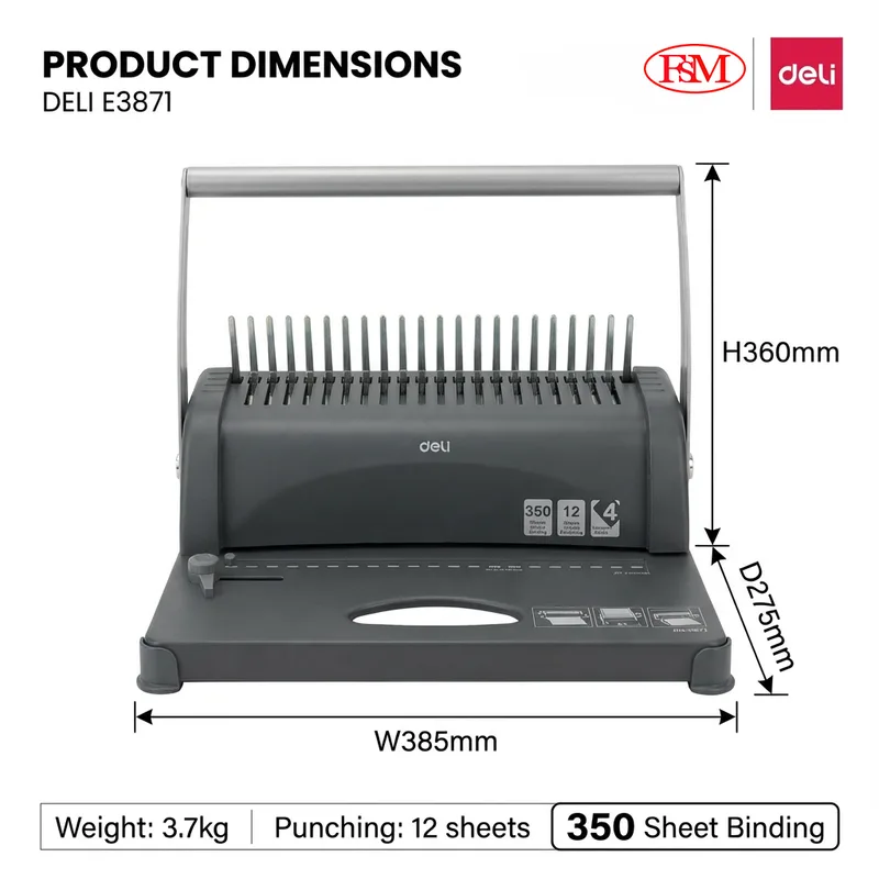 Deli E3871 professional binding machine for SME Malaysia
