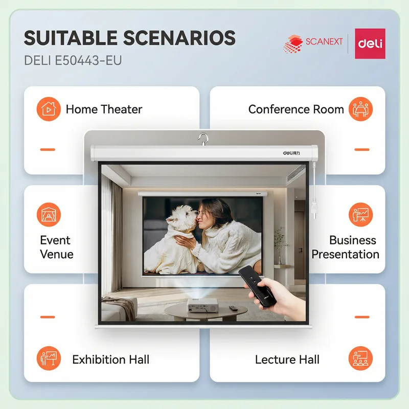 Deli E50443-EU projector suitable for training room and seminar use in Malaysia