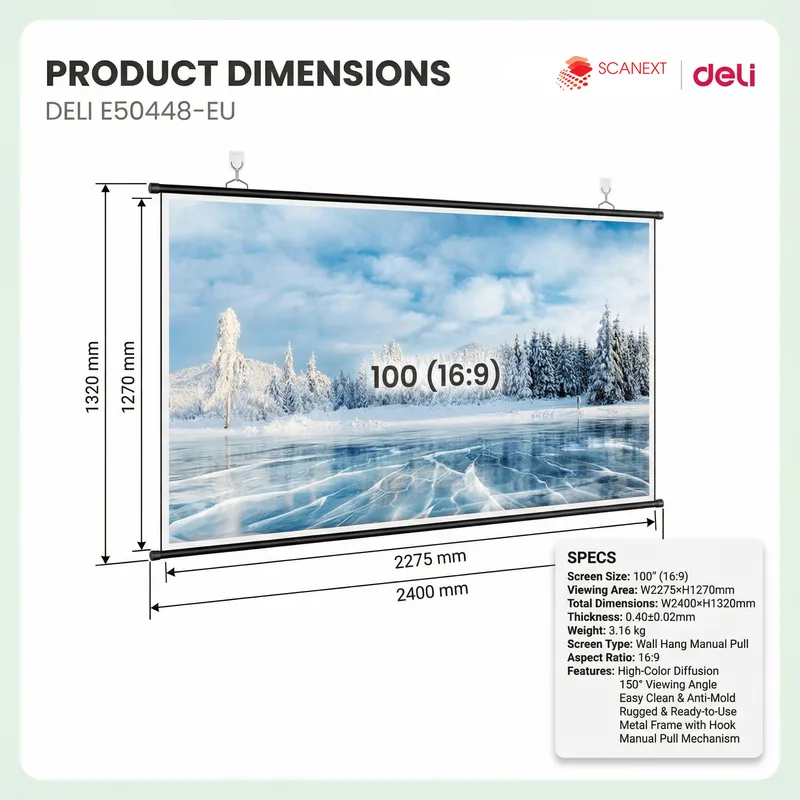 Deli E50448-E projector used in Malaysia office meeting room for professional presentations