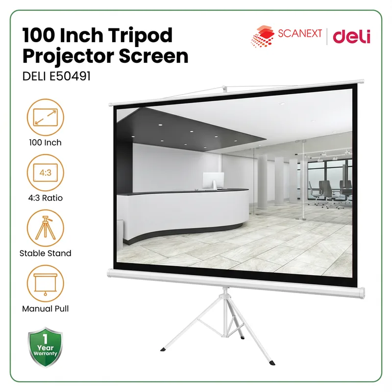 Deli E50491 projector used in Malaysia office meeting room for professional presentations