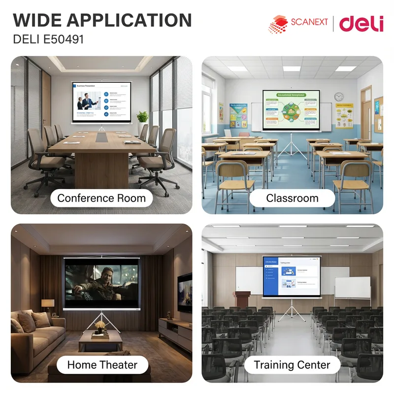Office presentation setup using Deli E50491 projector supplied by Scanext Malaysia