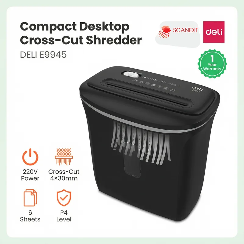 Deli E9945 heavy duty paper shredder for secure document shredding in Malaysia office