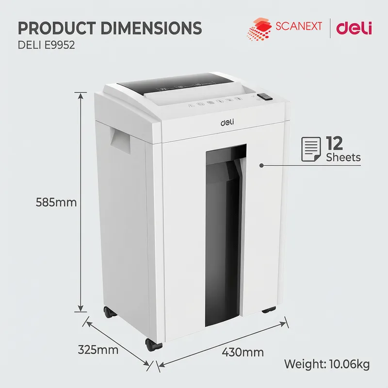 Professional paper shredder Deli E9952 for HR and admin departments in Malaysia