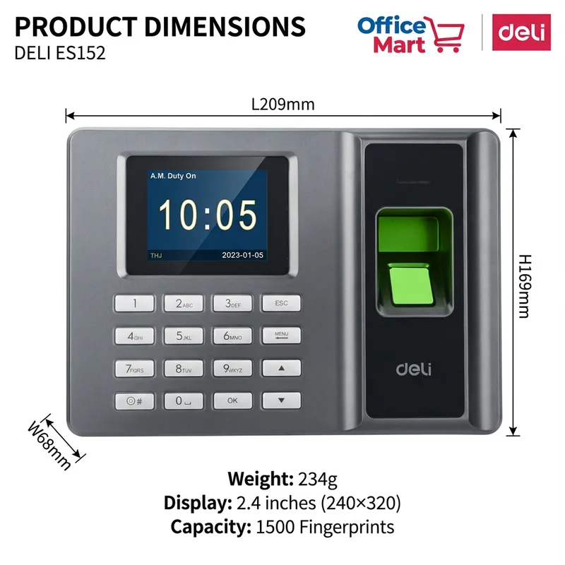 Deli ES152 biometric attendance system installed in Malaysian office