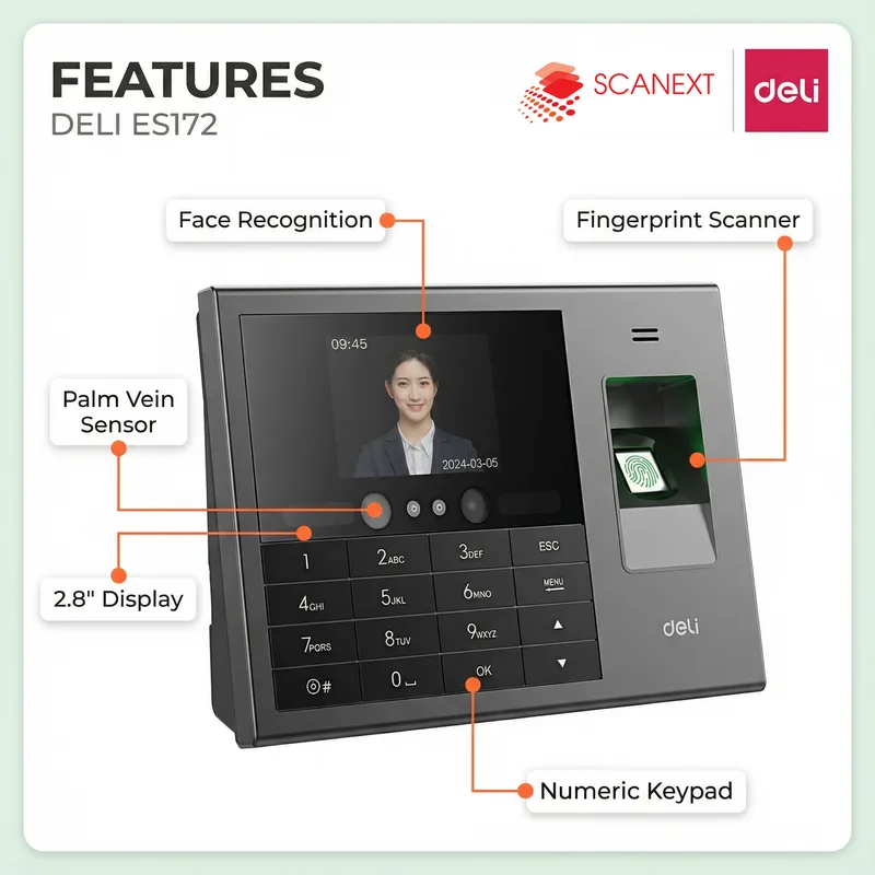 Deli ES172 fingerprint attendance machine for office use Malaysia