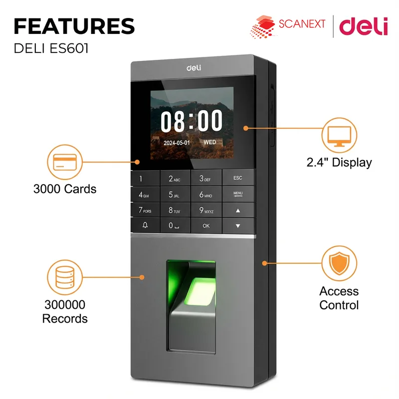 Deli ES601 fingerprint attendance machine for office use Malaysia