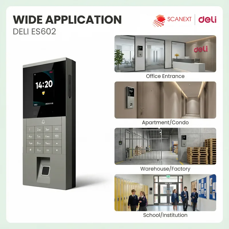 Deli ES602 fingerprint attendance machine used in Malaysian workplace