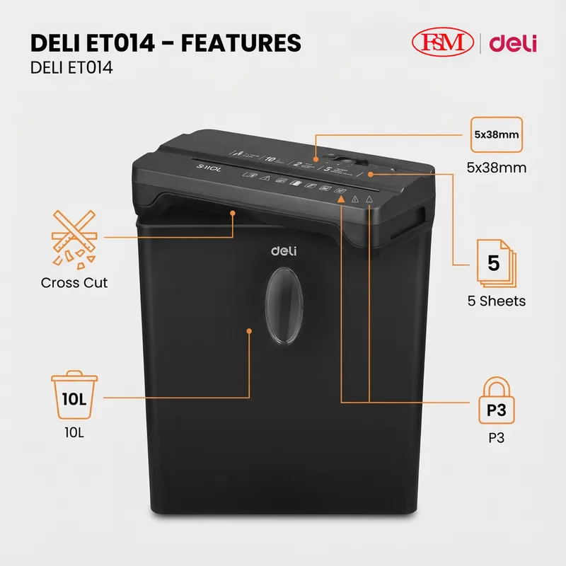 Deli ET014 office paper shredder for document disposal Malaysia
