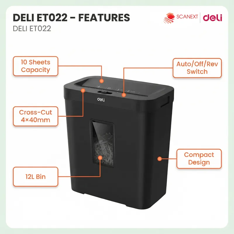 Deli ET022 document shredder for confidential paperwork