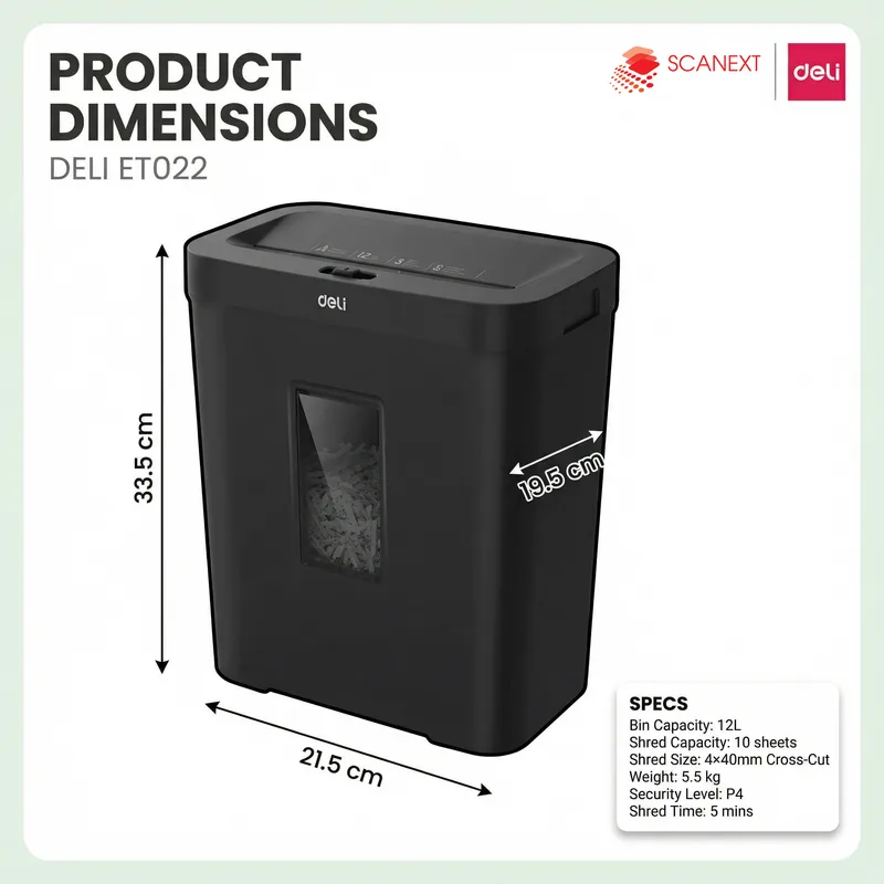 Office paper shredder Deli ET022 for SME use Malaysia