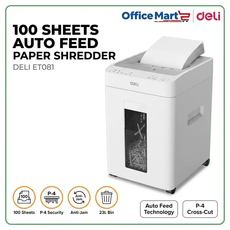 Deli ET081 paper shredder with Scanext branding for Malaysia office buyers