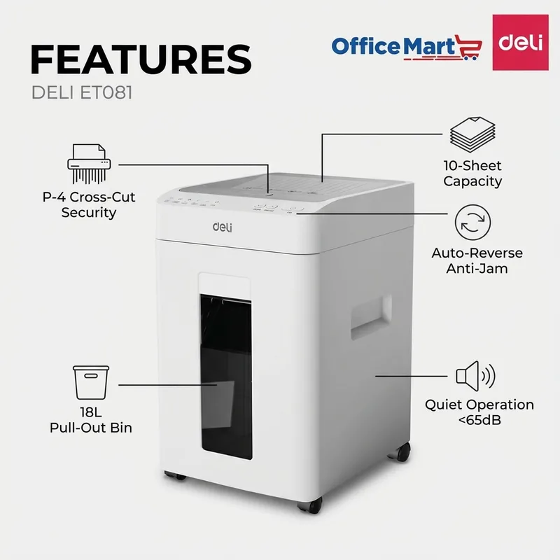 Secure document destruction with Deli ET081 paper shredder in Malaysia