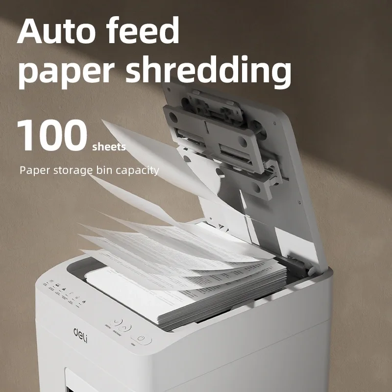 Small office document disposal using Deli ET081 shredder supplied by Scanext Malaysia