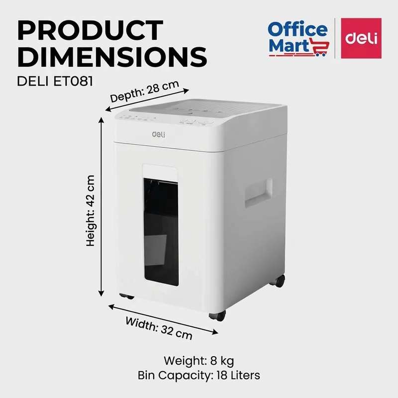 Compact paper shredder Deli ET081 for small office use in Selangor