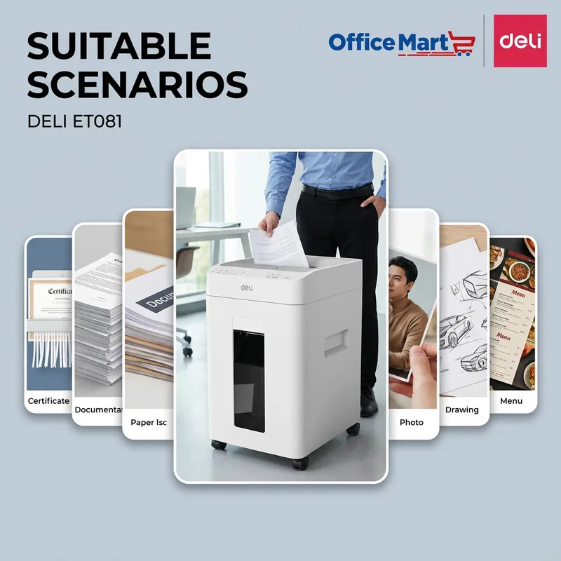Malaysia office staff shredding confidential documents using Deli ET081