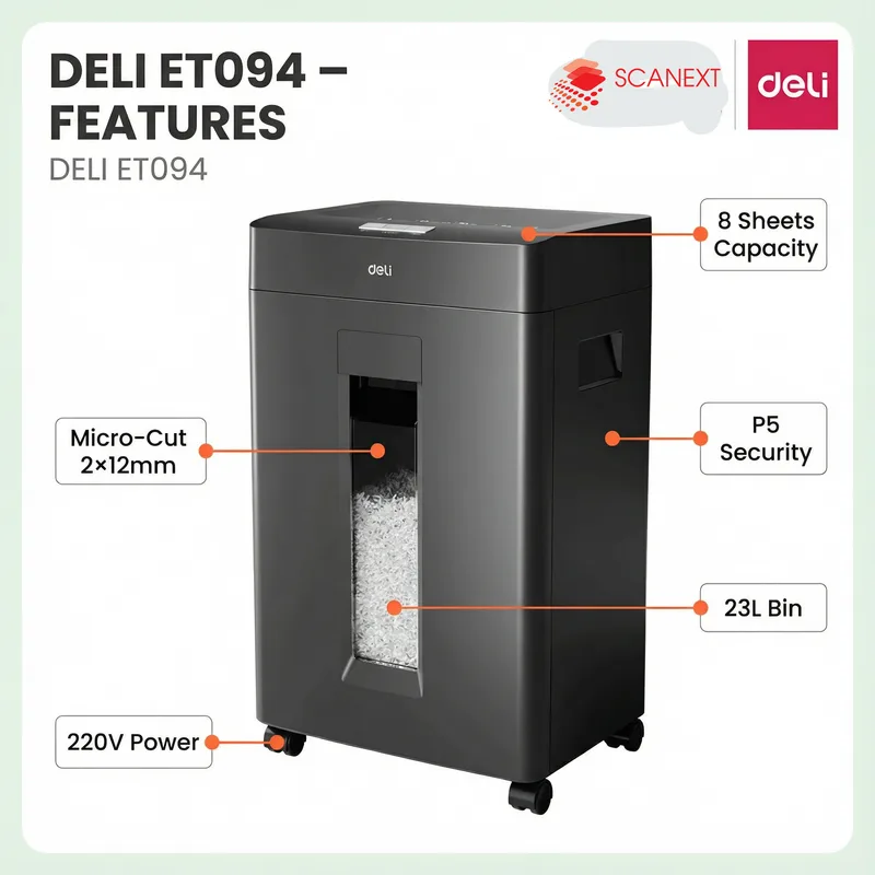 Deli ET022 office paper shredder for SME and corporate use in Malaysia