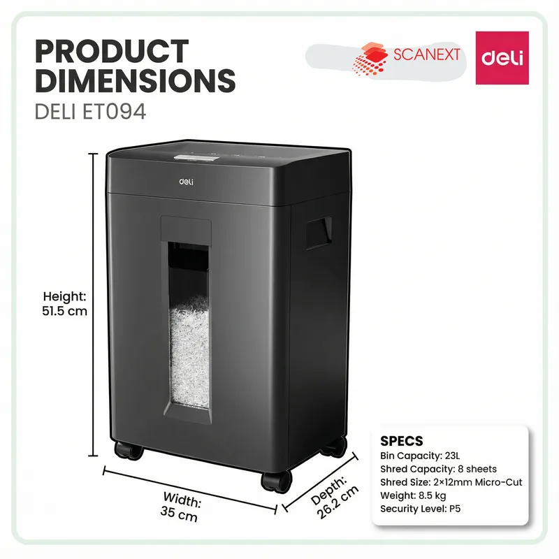 Deli ET022 paper shredder for office document shredding in Malaysia workplace