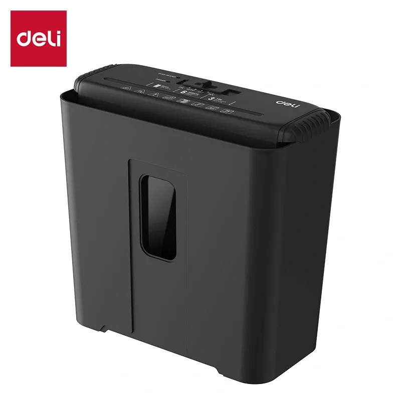 Malaysia Malay female using Deli ET102SC paper shredder in small office with Scanext logo