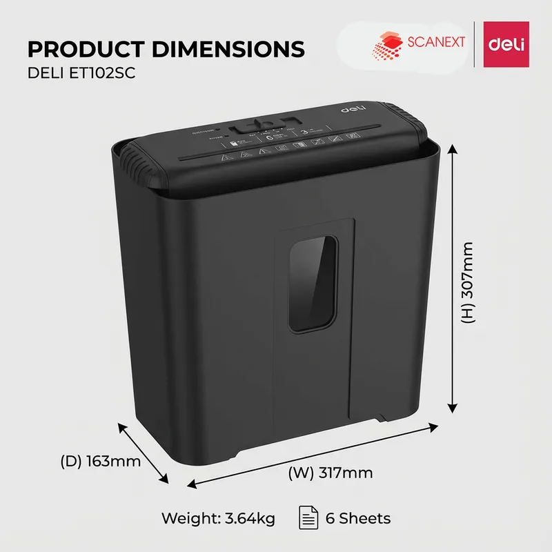 Heavy duty paper shredder Deli ET102SC for medium to large office use in Selangor