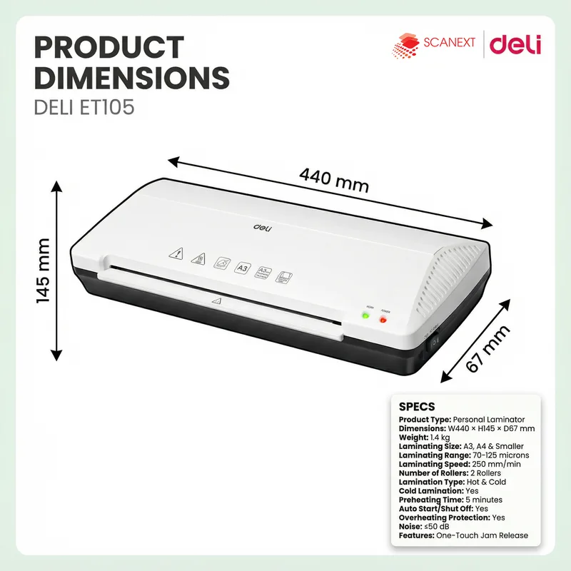 Professional A3 laminator Deli ET105 for office use Malaysia