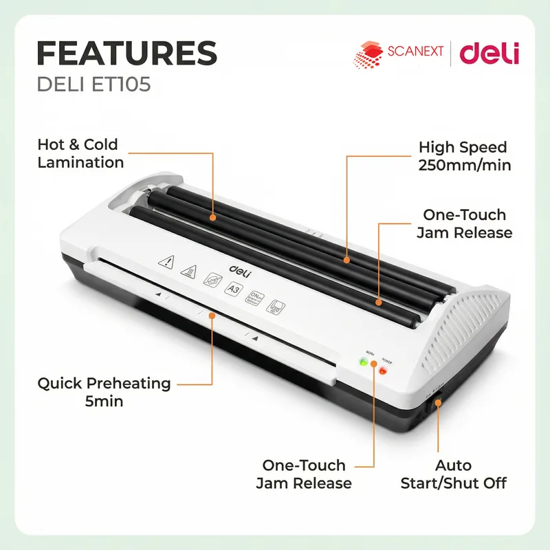 Deli ET105 A3 laminating machine for office and school use
