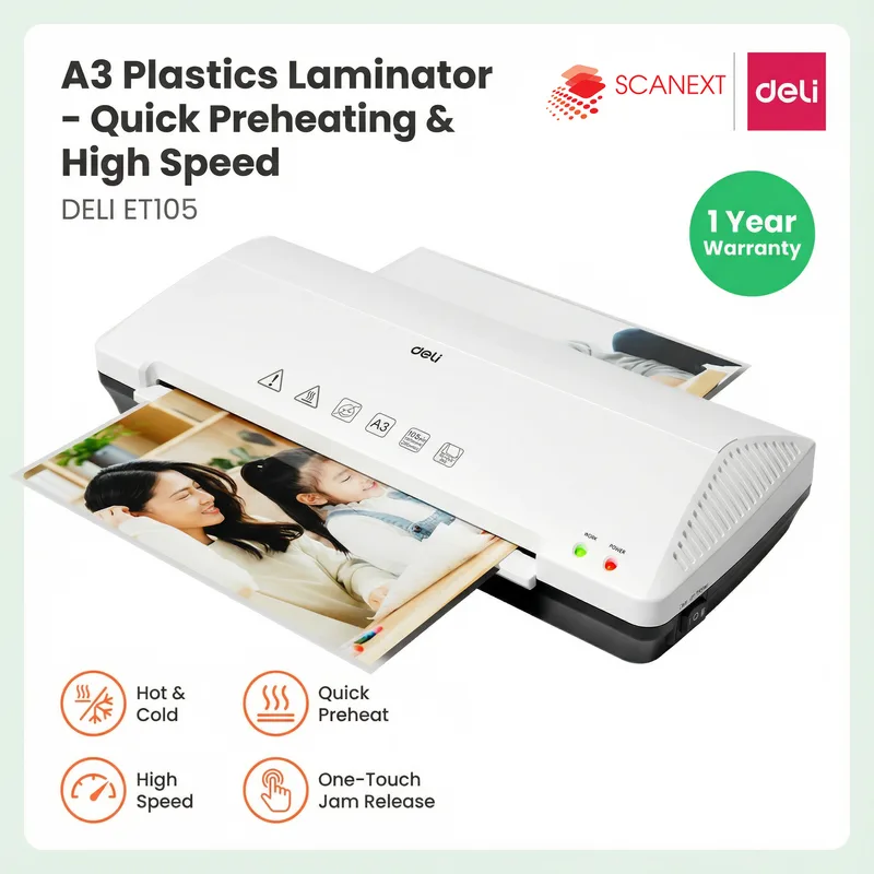 Deli ET105 laminator machine laminating A3 documents