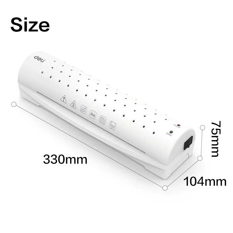 Malay female using Deli ET106 laminator in small office Malaysia