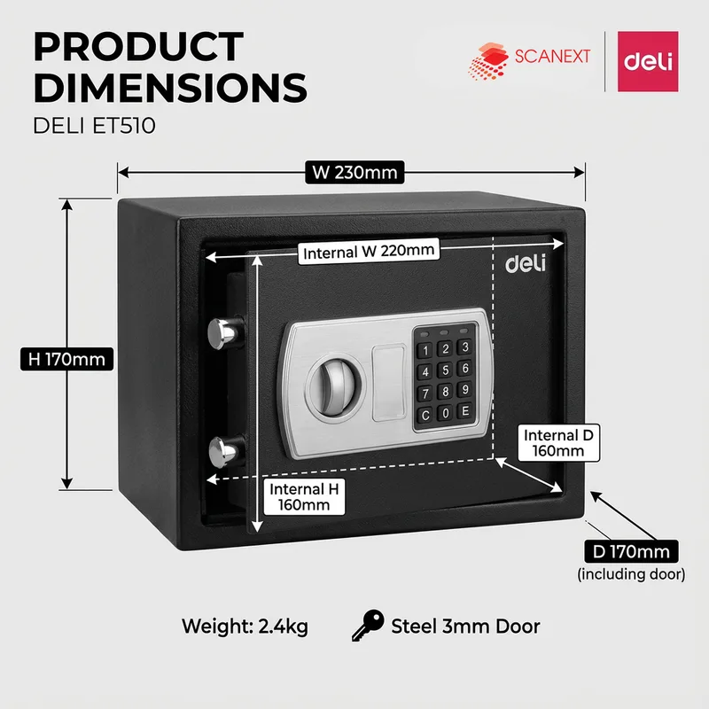 Deli ET510 office safe box for SME and admin departments in Malaysia