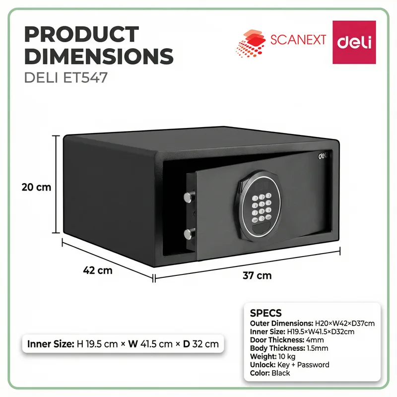 Malaysia office staff accessing Deli ET547 digital safe box for document security