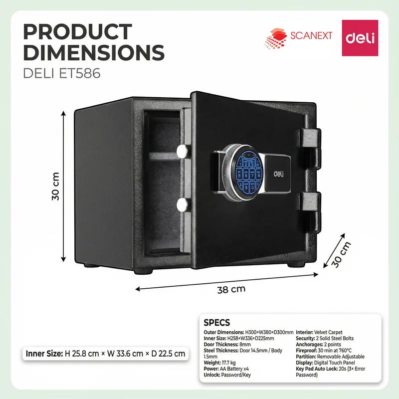Deli ET586 office safe box for SME and admin departments in Malaysia