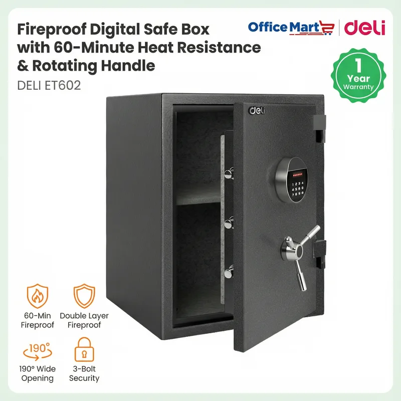 Deli ET602 office safe box suitable for SME and admin departments in Malaysia