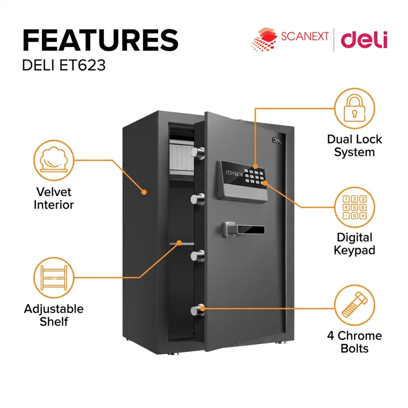 Deli ET623 office safe box suitable for SME and admin departments in Malaysia