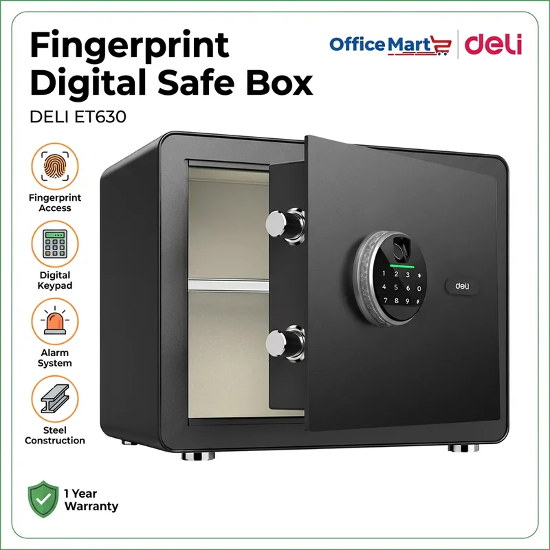 Malaysia office staff accessing Deli ET630 digital safe box for document security