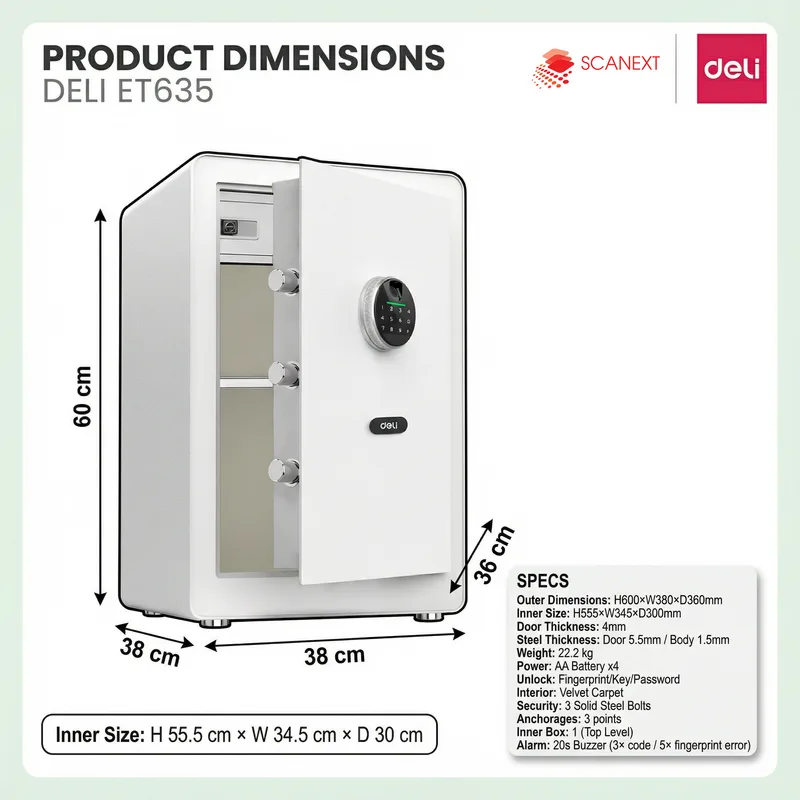 Secure cash, contracts and important files stored in Deli ET635 safe box in Malaysia workplace