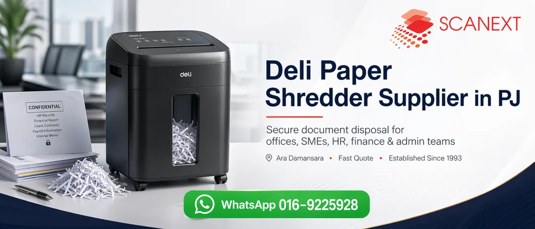 Deli paper shredder supplier in PJ by Scanext Solution Ara Damansara for office document security