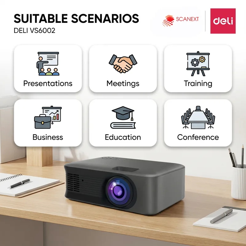Business meeting presentation powered by Deli VS6002 projector in Malaysia office
