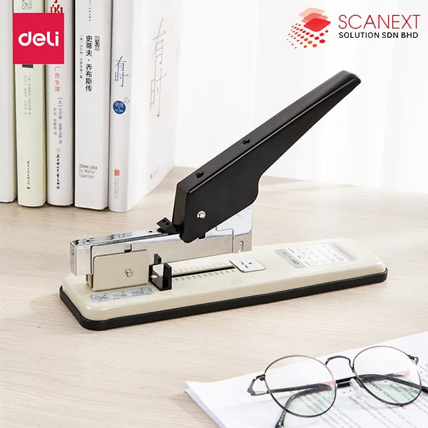 Deli E0394 industrial stapler used in small office environment