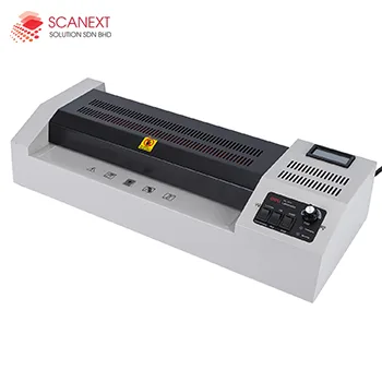 Deli E3895-EU laminating A4 documents in office environment