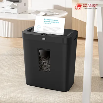 Malaysian office staff using Deli ET022 paper shredder