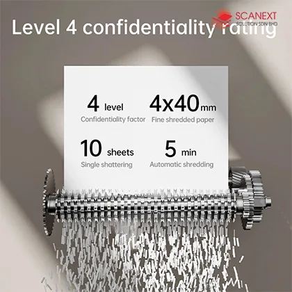 Deli ET022 office paper shredder with Scanext branding