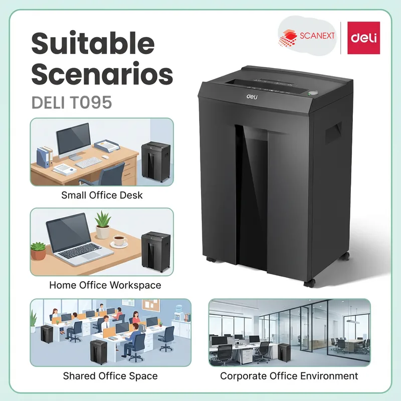 Deli ET095 paper shredder for secure document shredding in Malaysia office